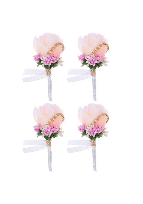 Exceart 4Pcs Artificial Rose Shaped Groom Boutonniere Bridal Pretty Rose Brooch