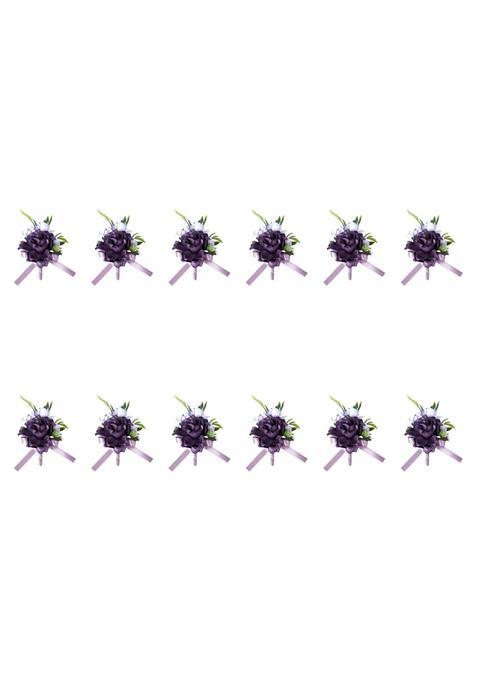 Bnf Wedding Boutonniere Bride Flower Brooch for Wedding Valentines Day Ceremony Purple 12cmx9cm