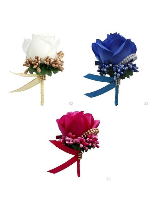 Merishopp 6X Stimulation Rose Flower Brooch Pin Wedding Corsage Pin 3 Colors