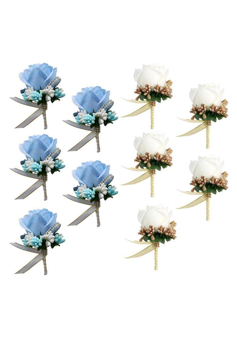 Ecomistiq 10Pcs Stimulation Rose Flower Brooch Pin Wedding Corsage Pin - Indya