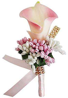 Daqiepin Wedding Corsage Calla Wedding Corsage Bride and Groom Corsage Simulation Flower Brooch Prom Party