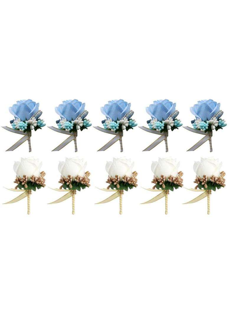 Ecomistiq BNF 10Pcs Stimulation Rose Flower Brooch Pin Wedding Corsage Pin - Indya