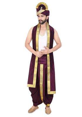 Priyakant Safawala Wine Premium Mens Traditional Wedding Collection Safa with Dhoti Dupatta Set