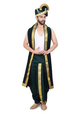 Priyakant Safawala Green Premium Mens Traditional Wedding Collection Safa with Dhoti Dupatta Set