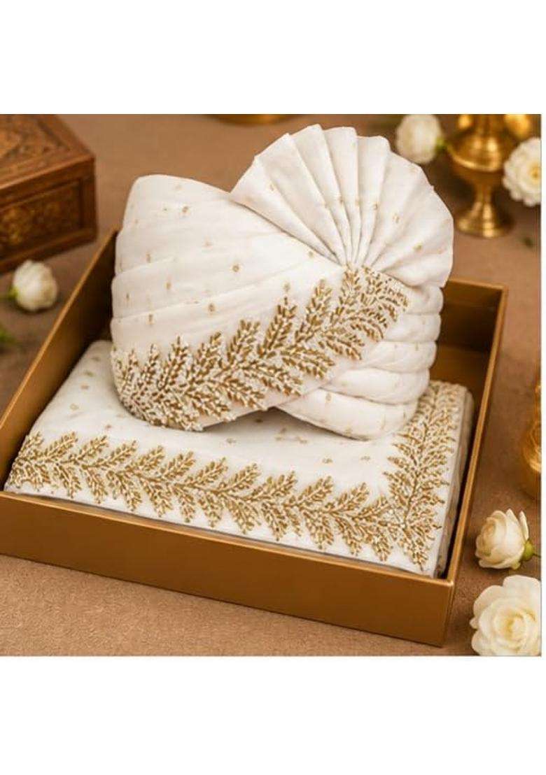 Mens Wedding Safa with Dupatta Ethnic Turban Pagri for Groom - Indya