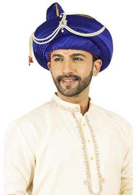 Priyakant Safawala Traditional Handstitch Ready to Wear Blue Colour Peshwai Pagdi Turban Safa