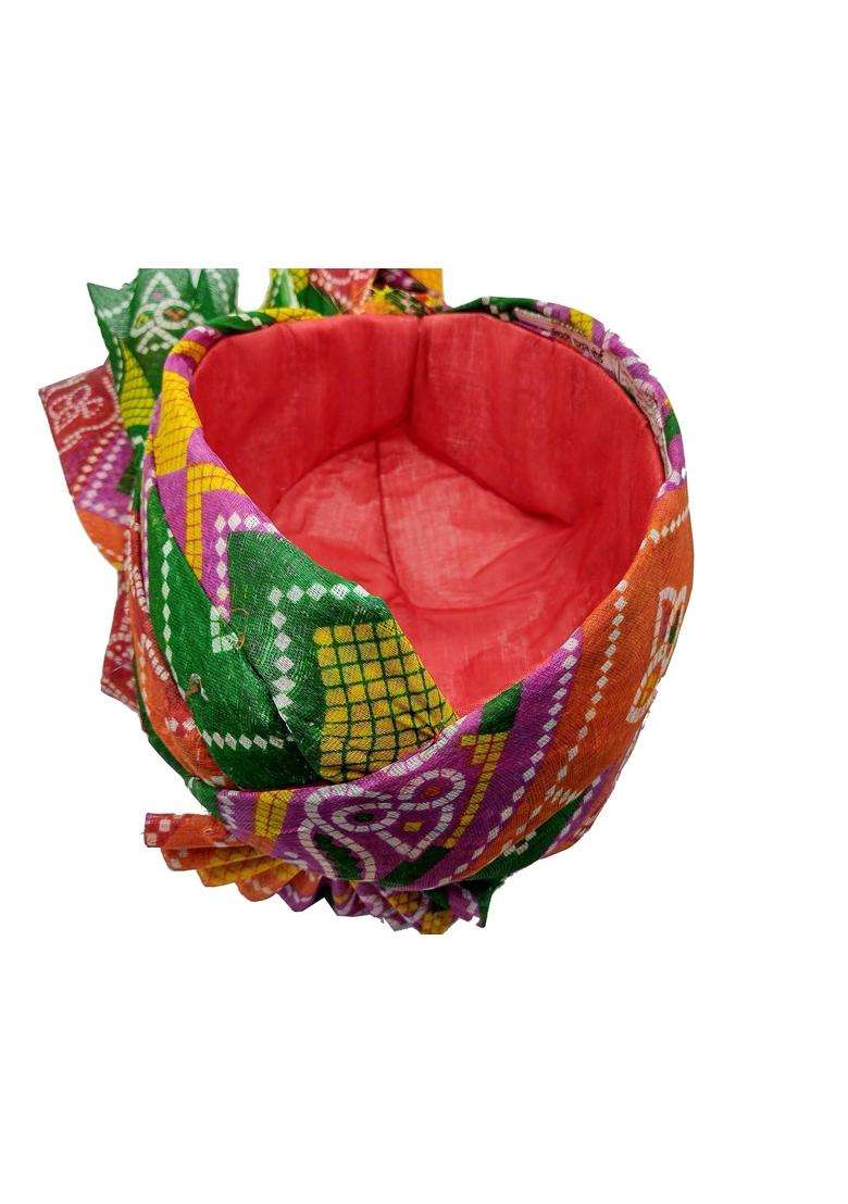 Brown Leaf Rajasthani Readymade Traditional Cotton Chunari Safa Turban Pug Pagdi for Mens Ethanic Wear - Indya