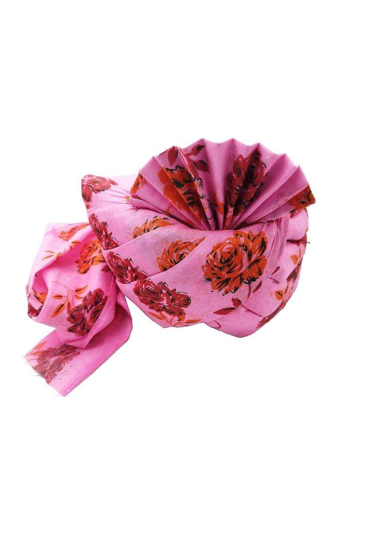 Brown Leaf Rajasthani Readymade Traditional Cotton Flower Printed Safa Turban Pug Pagdi for Wedding - Indya