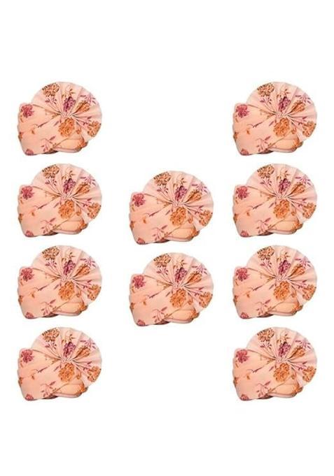 Wedstyle Peach Rajasthani Safa Pagdi for Men Traditional Wedding Turban for Groom Pack of 10