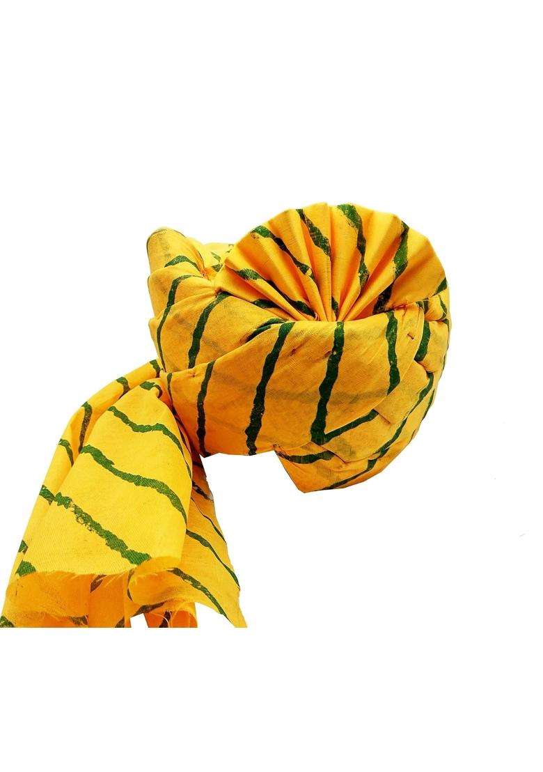 Brown Leaf Rajasthani Readymade Traditional Cotton Leheriya Safa Turban Pug Pagdi for Wedding and Anniversary - Indya