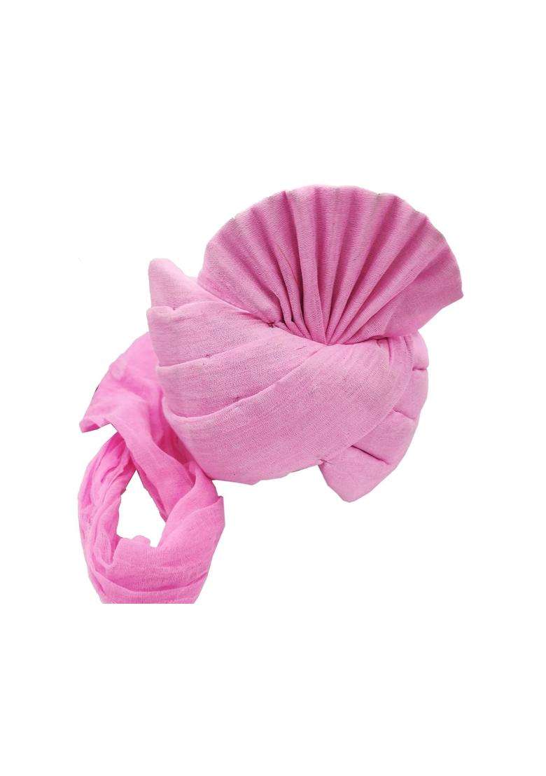Brown Leaf Rajasthani Readymade Traditional Cotton Pink Safa Turban Pug Pagdi for Wedding and Anniversary Mens - Indya