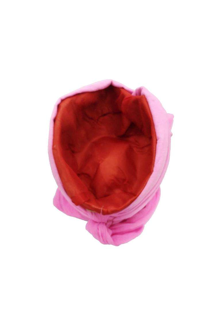 Brown Leaf Rajasthani Readymade Traditional Cotton Pink Safa Turban Pug Pagdi for Wedding and Anniversary Mens - Indya