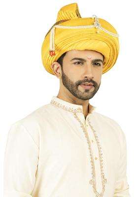 Priyakant Safawala Traditional Handstitch Ready to Wear Yellow Colour Peshwai Pagdi Turban Safa