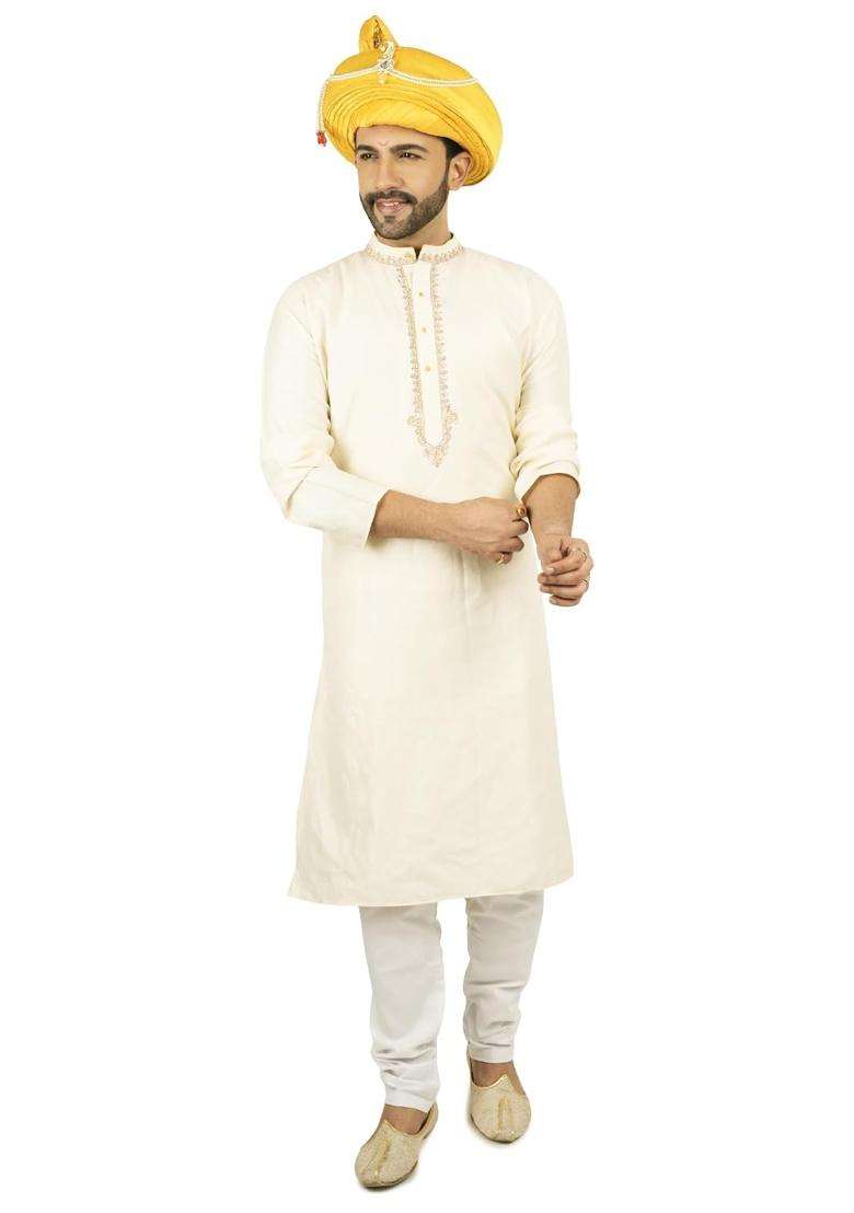 Priyakant Safawala Traditional Handstitch Ready to Wear Yellow Colour Peshwai Pagdi Turban Safa - Indya