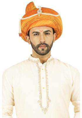 Priyakant Safawala Traditional Handstitch Ready to Wear Mango Colour Peshwai Pagdi Turban Safa