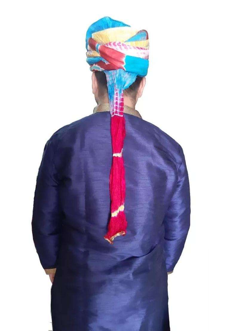 Indian Groom Turban Men Hat Top Safa Cotton Blend Pagri Handmade Safa Pag 6 3 4 21 Small Multi Color - Indya
