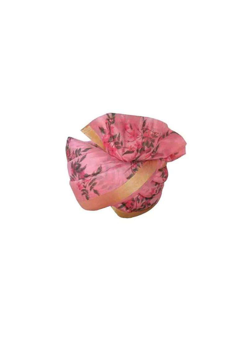 Men Hat Top Safa Indian Traditional Flower Print Banarasi Silk Turban Groom Pag 6 3 4 21 Small - Indya