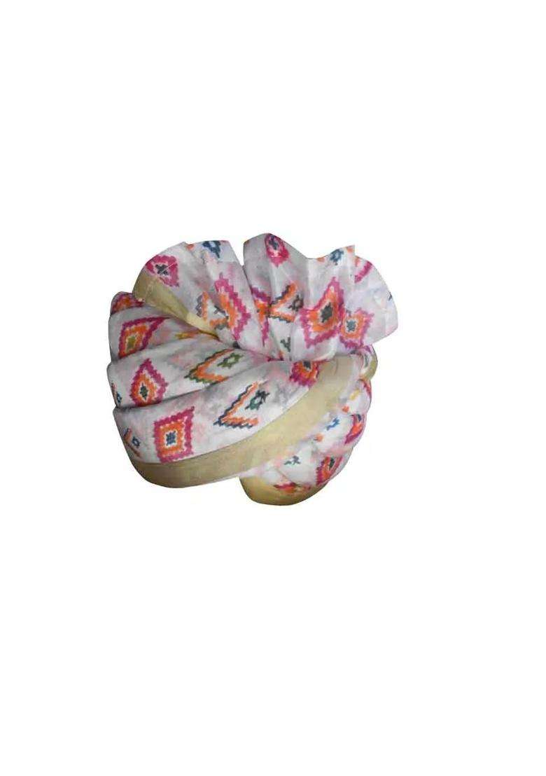 Men Hat Top Safa Indian Wedding Groom Banarasi Silk Pagri Turban Handmade Pag 6 3 4 21 Small Multi Color - Indya