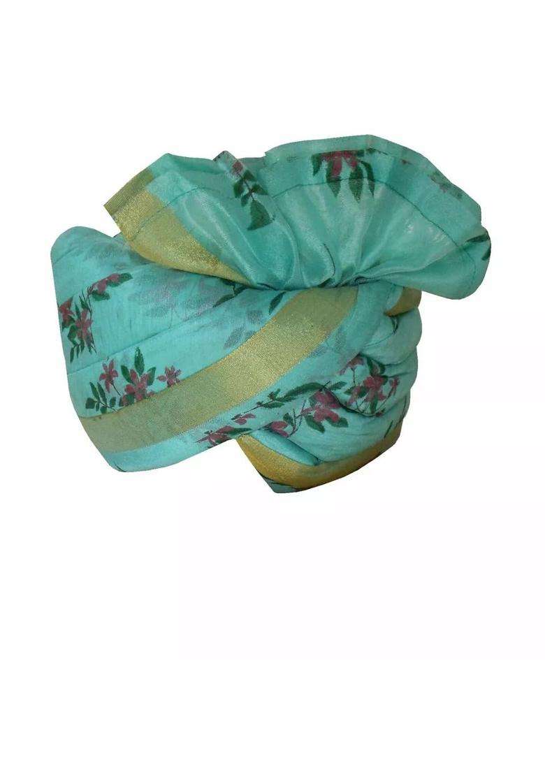 Men Hat Top Safa Indian Wedding Groom Banarasi Silk Pag Pagri Turban Handmade Pag 6 3 4 21 Small Multi Color - Indya