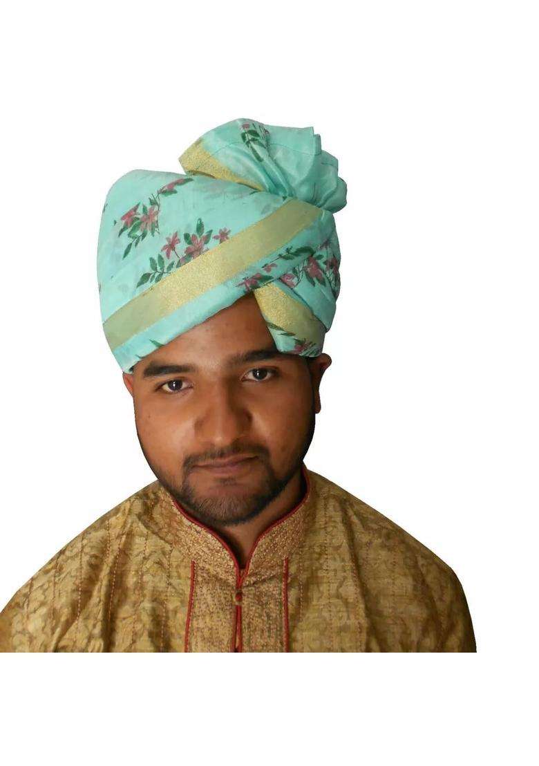 Men Hat Designer Turban Floral Print Safa Pag Indian Groom Pagri Handmade Pag 7 22 Medium Multi Color - Indya