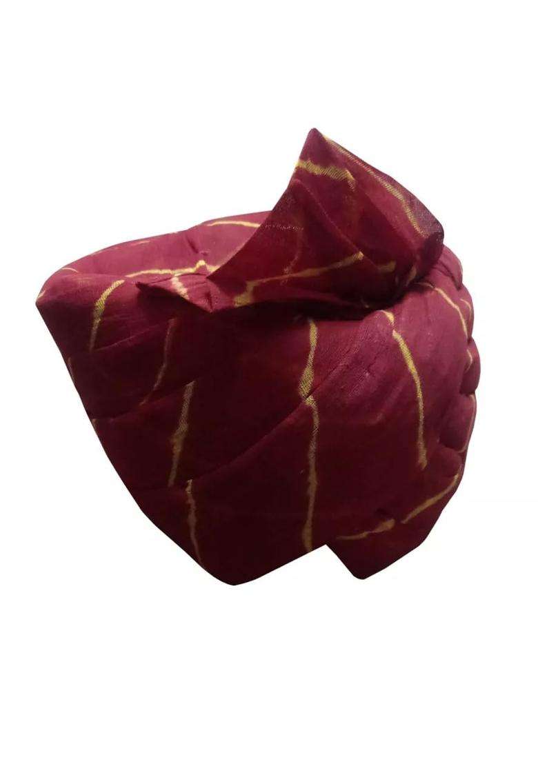 Men Hat Top Safa Indian Handmade Pagri Turban Cotton Blend Maroon Pag 7 3 8 23 Large - Indya