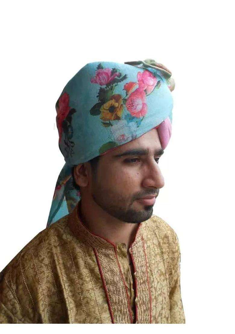 Men Safa Pag Pagri Hat Turban Indian Top Handmade Groom Wedding Hat Traditional 7 3 8 23 Large Multi Color - Indya