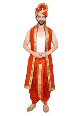 Priyakant Safawala Orange Premium Mens Traditional Collection Safa with Dhoti Dupatta Set