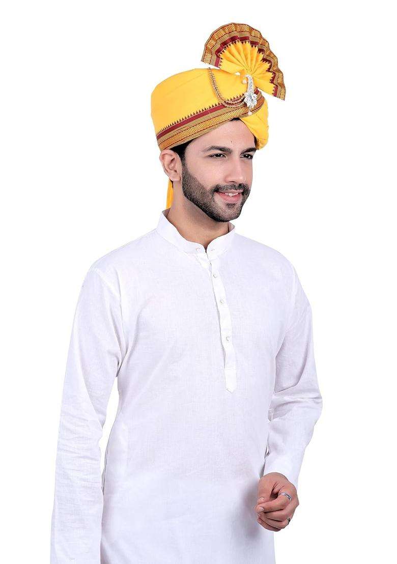 Priyakant Safawala Yellow Wedding Collection Premium Safa Pheta Pagdi Turban - Indya