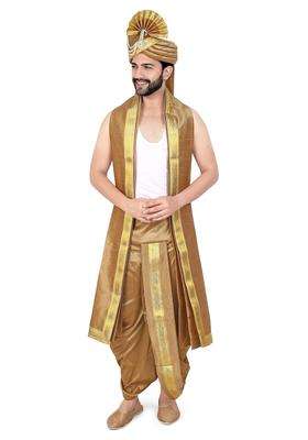 Priyakant Safawala Golden Premium Mens Traditional Collection Safa with Dhoti Dupatta Set