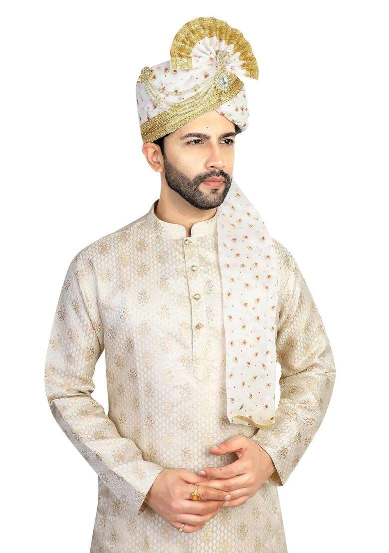 Priyakant Safawala Mens Traditional Wedding Collection Bee Design Handcrafted Safa Pheta Pagdi Turban - Indya