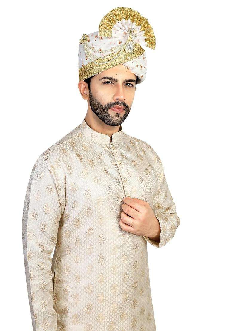 Priyakant Safawala Mens Traditional Wedding Collection Bee Design Handcrafted Safa Pheta Pagdi Turban - Indya