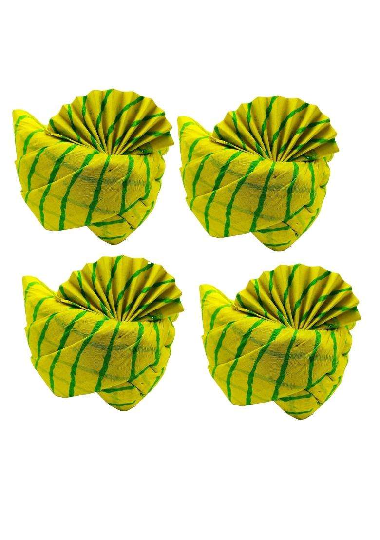 Brown Leaf Rajasthani Readymade Traditional Cotton Green Leheriya Safa Turban Pug Pagdi for Wedding - Indya
