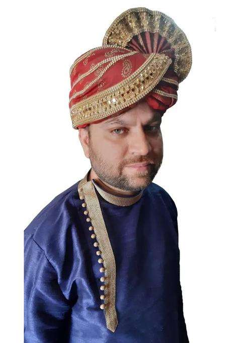 Men Hat Top Safa Indian Designer Groom Turban Wedding Pagri Handmade Red Pag 7 22 Medium