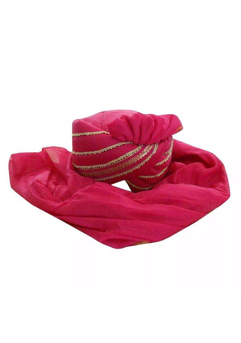 Indian Wedding Turban Groom Safa Handmade Men Hat Punjabi Pagri Pink Pag 7 3 8 23 Large - Indya