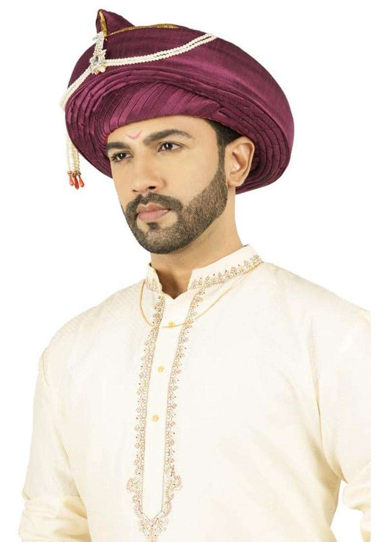 Priyakant Safawala Mens Maharashtra Peshwai Pagdi Topi Safaturban for Wedding and Traditional Function Use It - Indya