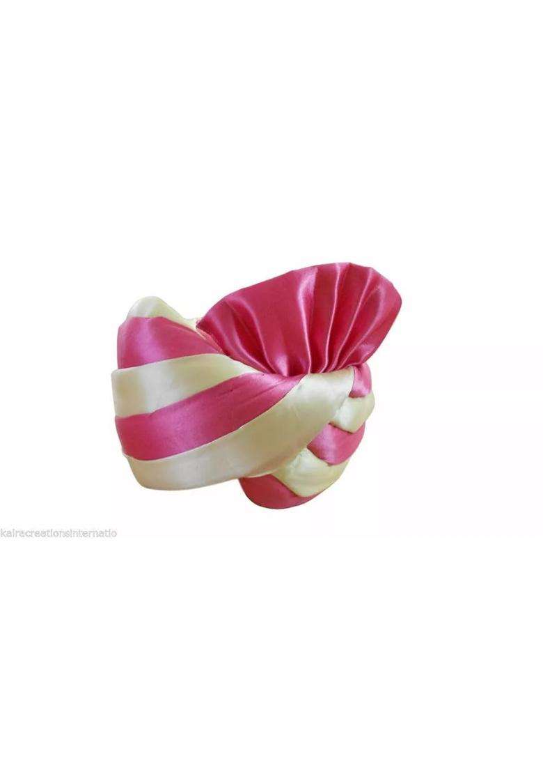 Indian Men Safa Pag Pagri Turban Indian Handmade Groom Wedding Traditional Cream and Pink 7 3 8 23 Large - Indya