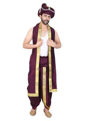 Priyakant Safawala Wine Premium Wedding Collection for Maharashtra Peshwai Pagdi with Dhoti Dupatta Set