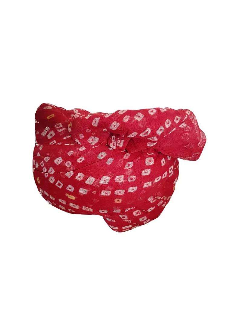 Men Hat Top Safa Indian Handmade Pag Wedding Turban Cotton Blend Red Pagri Hat 7 3 8 23 Large - Indya