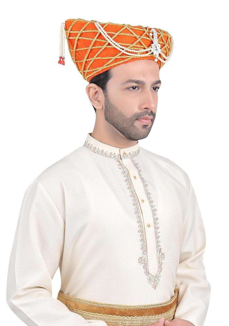 Priyakant Safawala Orange Maharashtra Shindeshahi Pagdi Topi Cap Turban - Indya