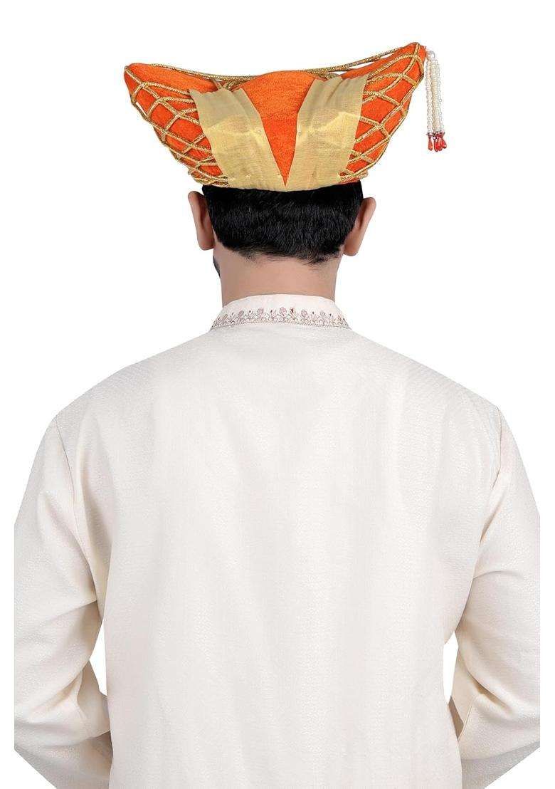 Priyakant Safawala Orange Maharashtra Shindeshahi Pagdi Topi Cap Turban - Indya
