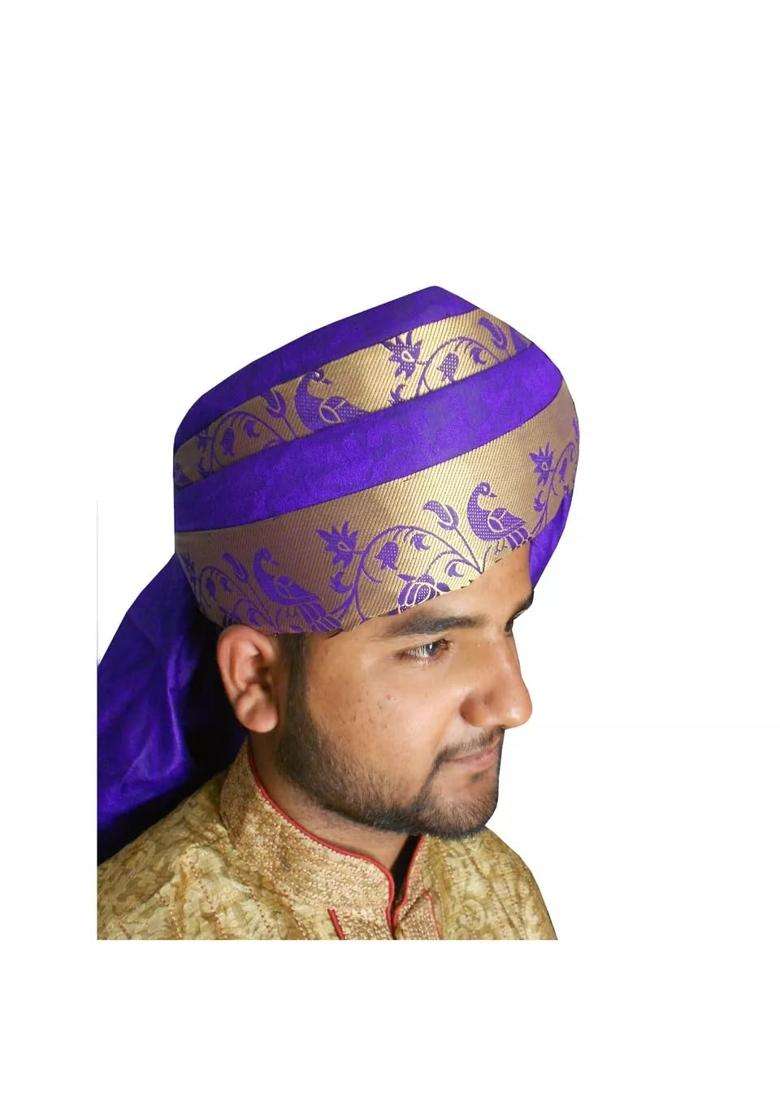 Men Hat Designer Turban Floral Print Safa Indian Groom Pagri Handmade Pag 6 3 4 21 Small - Indya