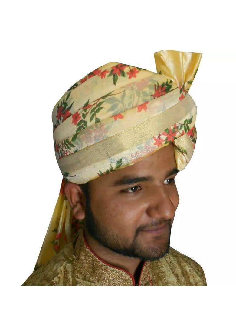 Men Hat Designer Turban Floral Print Safa Indian Groom Pagri Handmade Pag 7 3 8 23 Large - Indya