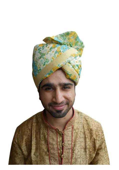 Men Hat Traditional Wedding Groom Pagri Flower Print Banarasi Silk Turban Pag 6 3 4 21 Small Multi Color