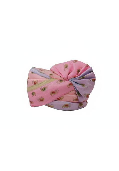 Premium Silk Baraati Pagdi Traditional Wedding Turban Golden Paisley Pink Pack of 10