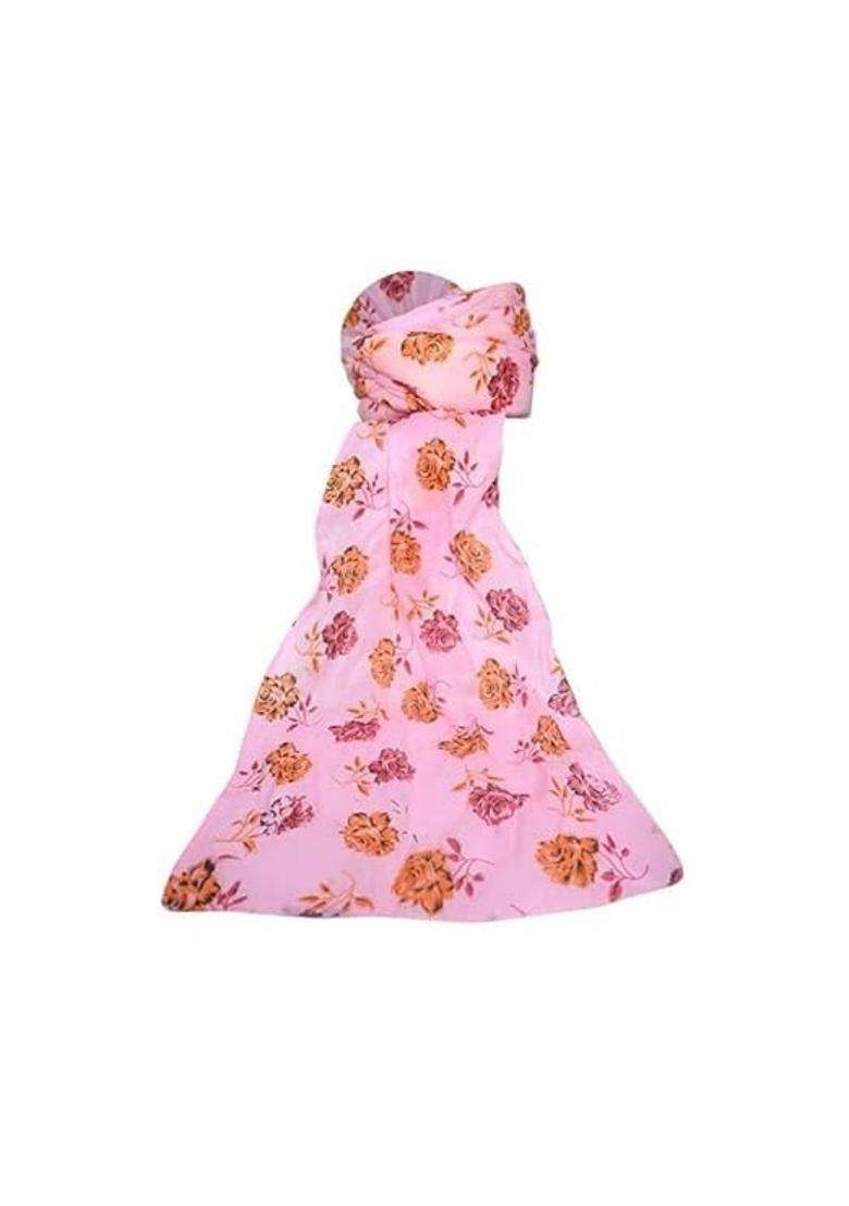Wedstyle Floral Printed Turban Cap Pink with Rose Pattern Pleated Style Pack of 10 - Indya