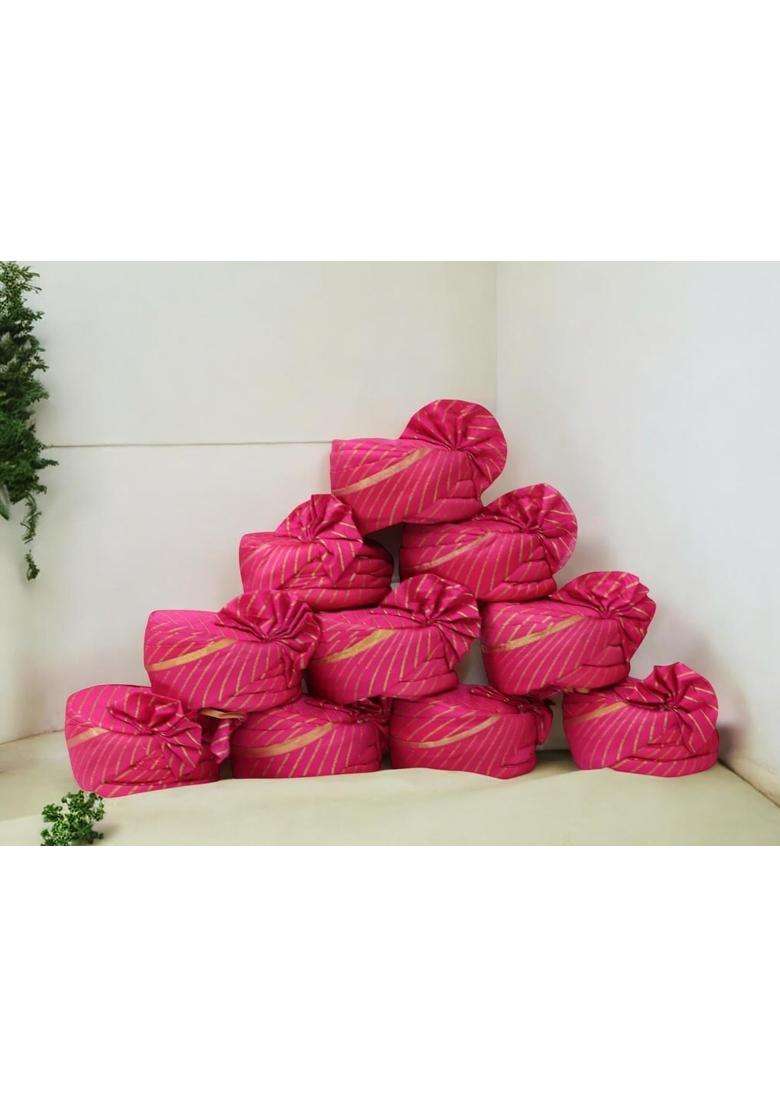 Traditional Wedding Turban Pink Bandhani Pack of 10 - Indya