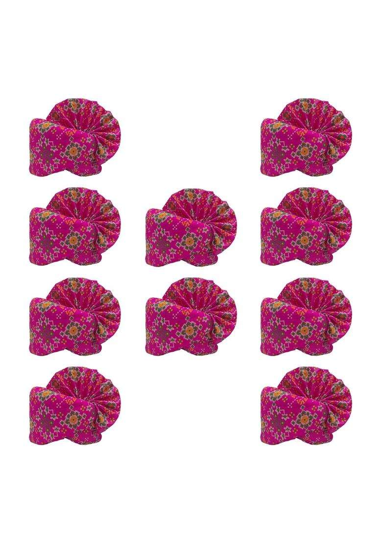 Krypmax Gharati Barati Fancy Printed Designer Pagri Pagdi Welcome Pagri for Barati for Men and Women Pack of 10 - Indya