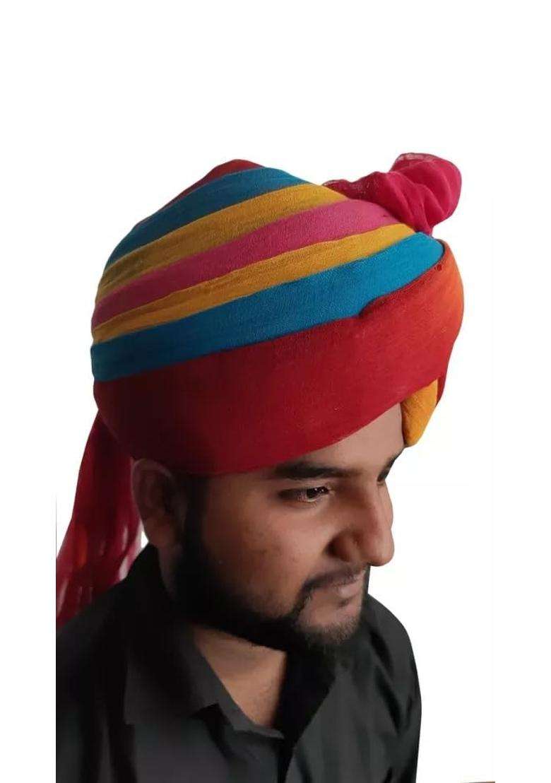 Indian Men Hat Multicolor Rajasthani Safa Turban Handmade Pagri Pag Top Hat 7 1 4 22 Point 75 Large - Indya