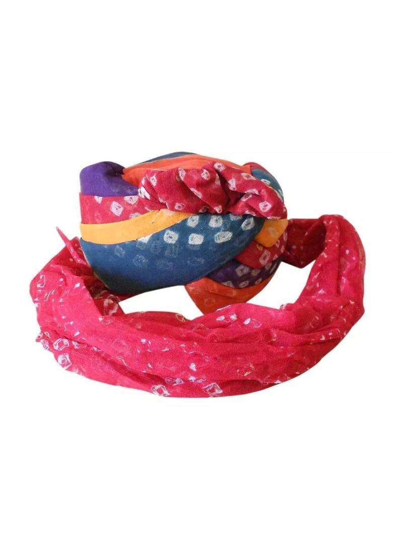 Men Hat Top Safa Indian Handmade Cotton Blend Turban Pagri Rajasthani Pag 6 7 8 21 and Half Small Multi Color - Indya