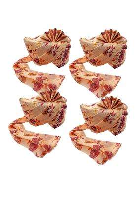 Brown Leaf Cotton Rajasthani Flower Printed Safa Turban Pagdi for Weeding Anniversary Ethanic Dress Set of 4